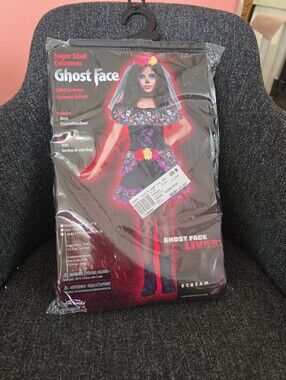 NIP Fun World Ghost Face Girls XL(14-16)  Sugar Skull Halloween Costume Scream
